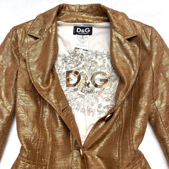 Auc Dolce Gabbana Gold Brocade Floral Coat IT 38 - Picture 8 of 16